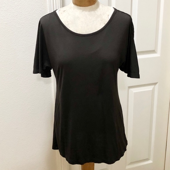 Gap Flutter Sleeve Scoop Neck Silky Chocolate Brown T-shirt - M - Picture 1 of 17